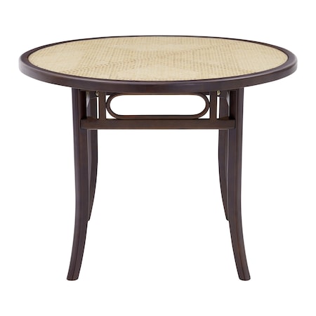 Homeroots 39" Natural And Black Rounded Glass Dining Table 544707