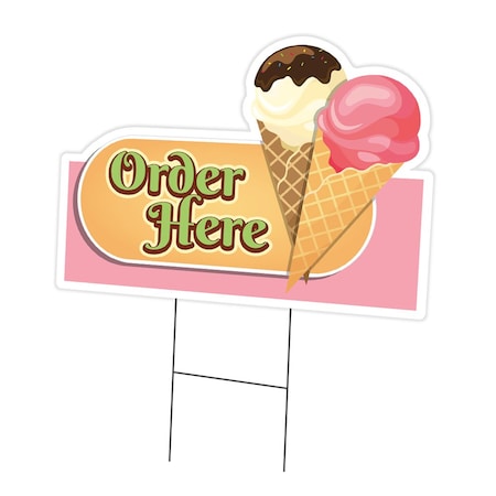Signmission Ice Cream Order Here Die Cut Yard & Stake outdoor plastic window, 1216-Ice Cream Order Here C-DC-1216-Ice Cream Order Here19