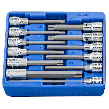 Genius Tools 12 Piece Bit Socket Set TX-412
