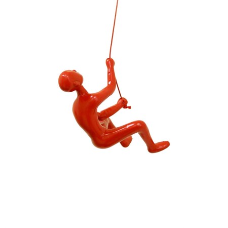 Homeroots 6" X 3" Red Resin Climbing Man Hanging Dimensional Sculpture 358139