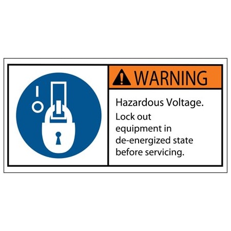 Bsc Preferred 2 x 4'' - Warning Hazardous Voltage Durable Safety Label DSL517