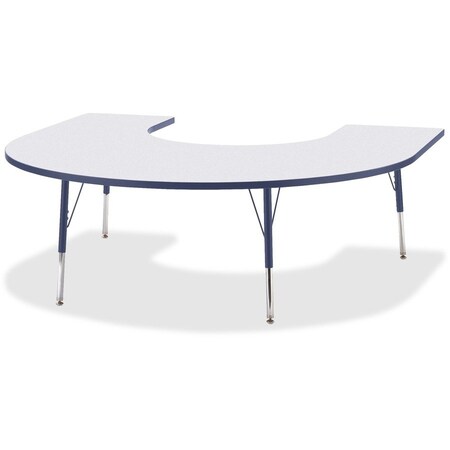 Jonti-Craft Berries Horseshoe Activity Table, 66 in. x 60 in., A-height, Freckled Gray/Navy/Gray 6445JCA112
