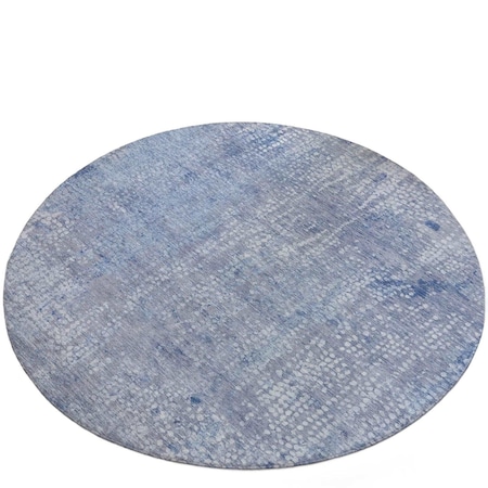 Homeroots 8' Blue And Ivory Round Abstract Washable Indoor Outdoor Area Rug 631061