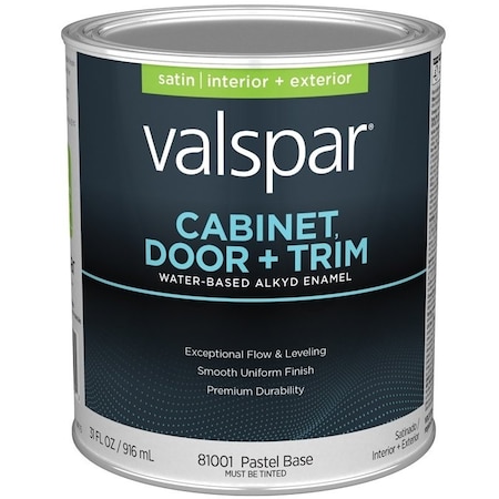 Valspar 8100 Cabinet, Door and Trim Paint Enamel, Water Base, Satin Sheen, Pastel Base, 5 gal 028.0081001.008
