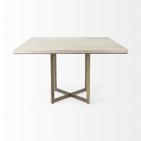 Homeroots Modern Square Wood and Gold Dining Table 397606