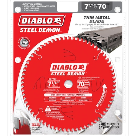 Diablo Steel Demon 7-1/4'' 70-Tooth Thin Metal Circular Saw Blade D0770F
