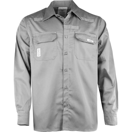 Ironwear 7 oz CAT 2 Flame Resistant Button Down Long Sleeve Cotton Shirt, Grey, 2X-Large 6610FR-G-2XL