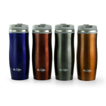 Mr Coffee Mr. Coffee Kendrick 4 Pc Stainless Steel 10 Ounce Thermal Travel Tumbler Cup Set in Assorted Colors 111029.01