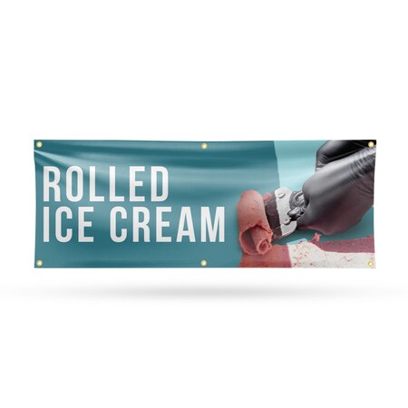 Signmission Rolled Ice Cream, 24 Inch x 72 Inch, Vinyl Banner B-72-30838