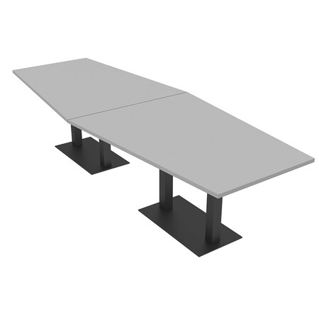 Skutchi Designs Hexagon Conference Table With Power Unit, 48 in W, 120 in L, Grey HAR-HEX.IR-48X120-DOU.BK-U779-NA