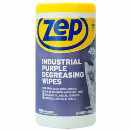 Zep Heavy-Duty Degreasing Wipes, Ether-Like ZUINDPRPL65