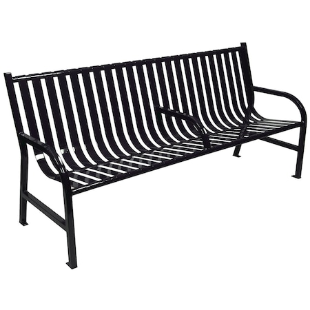 Witt Industries Outdoor, Slatted Metal Bench with Center Arm, Black M6-BCH-ARM-BK