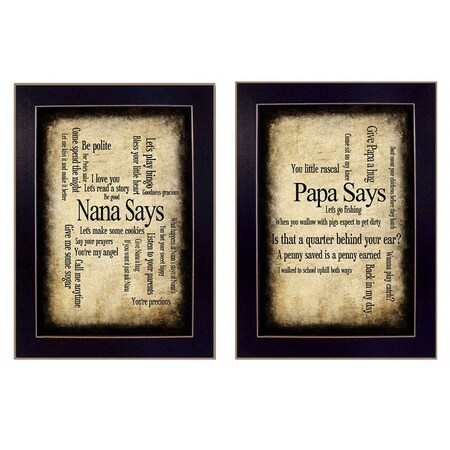 Homeroots Set Of Two Nana or Papa Black Framed Print Wall Art, 2PK 405689