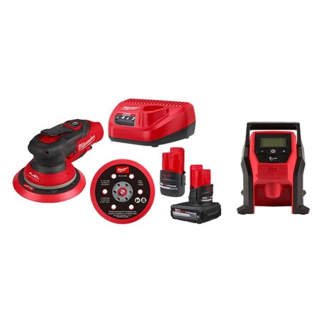 Milwaukee Tool M12 FUEL Sander Kit + M12 3/8" Ratchet 2585-22CX, 2457-20