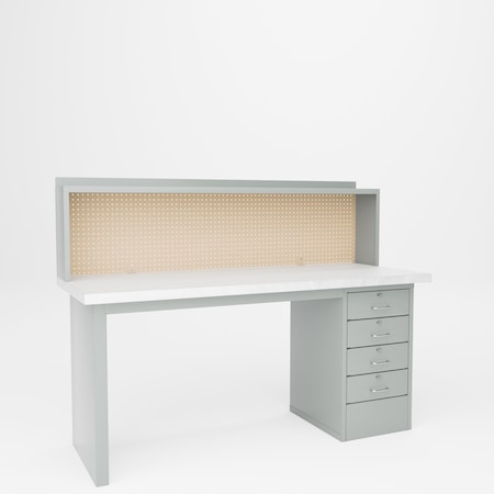 Pucel Side Drawer Work Station, 72 in W x 30 in D x 33.5 in H, Gray EDB-3072-L