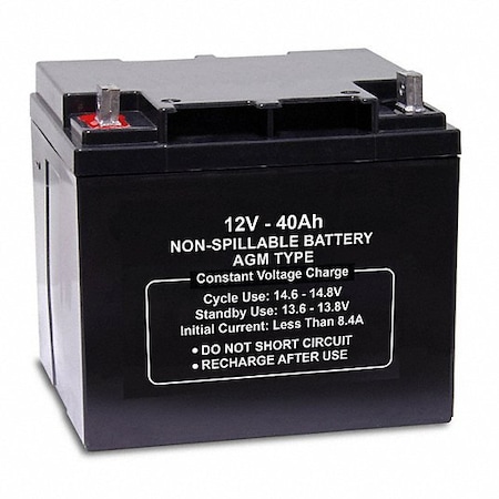 Upg Sealed Lead Acid Battery, 12VDC, 40Ah, Tab with Bolt Hole Terminal, replaces 5EFG2 battery 47032