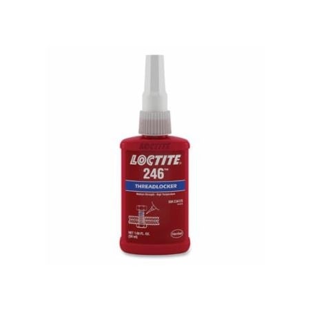 Loctite 246, Threadlocker, Medium Strength/High Temperature, 10 mL, 1/4 in to 3/4 in Thread, Blue 442-196508