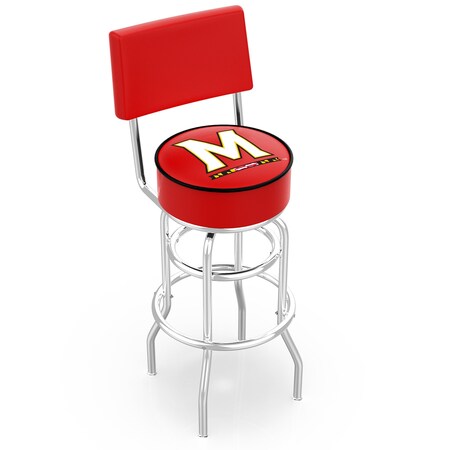 Holland Bar Stool Co 30" Chrome 2-Ring Maryland Swivel Bar Stool, Back L7C430Mrylnd