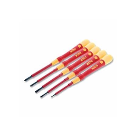 Wiha PicoFinish Precision Screwdriver Set, 5 Piece, Phillips/ Slotted tip, 1/16 in/ 3/32 in/ 9/64 in L,  817-32085