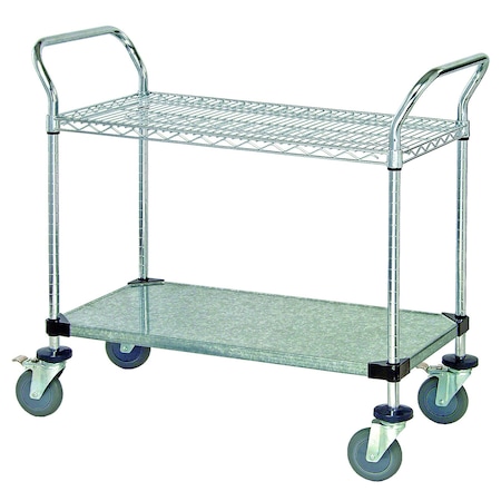Quantum Storage Systems UTILITY CART 1 WIRE, 1 SOLID SHELF WRC-1860-2CG