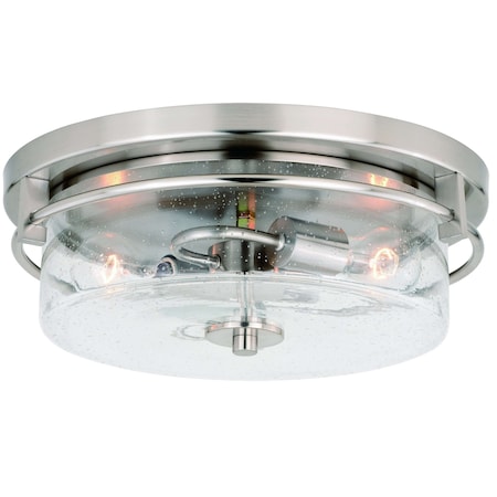 Vaxcel Addison 15-in W Satin Nickel Flush Mount Ceiling Light Fixture Clear Glass C0169