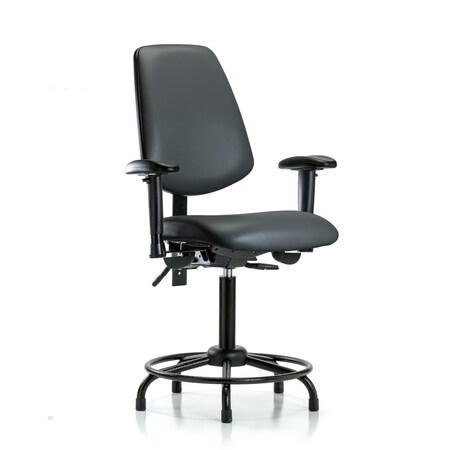 Blue Ridge Ergonomics Vinyl Chair, Vinyl, Adjustable Arms BR-VMBCH-MB-RT-T0-A1-RG-8823