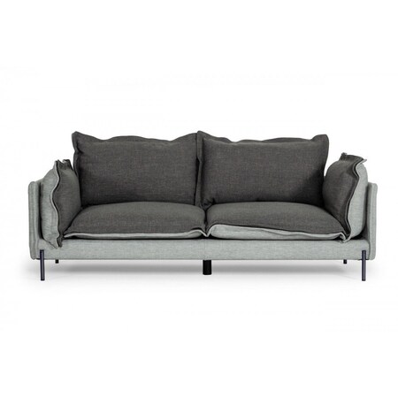 Homeroots 87" Dark Gray Polyester Blend Sofa With Silver Legs 480928