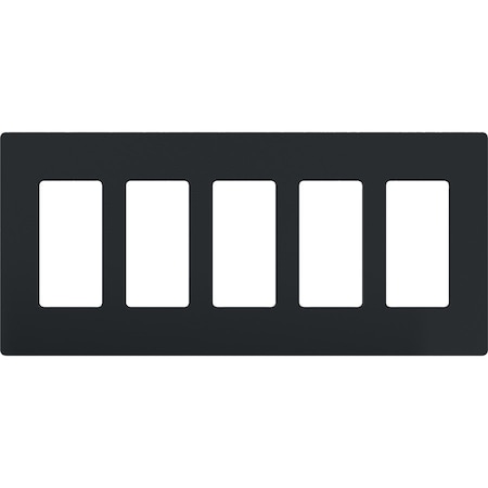 Lutron Designer Wall Plates, Number of Gangs: 5 Thermoset, Gloss Finish, Black CW-5-BL