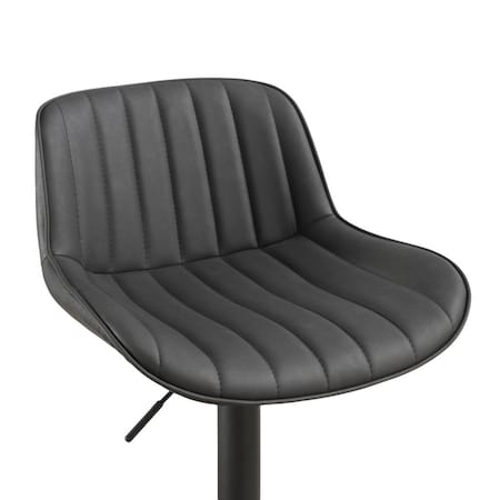 Homeroots Set of Two 31" Black Faux Leather And Steel Swivel Low Back Adjustable Height Bar Chairs 524978