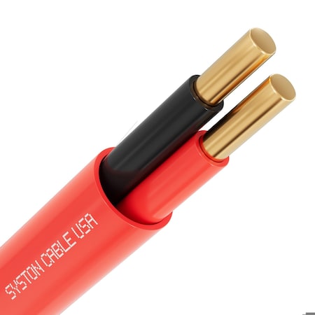 Syston Cable Technology 14/2 Fire Alarm Burglar Station Wire Cable, Solid Copper, FPLR Unshielded, UL/ETL Listed, 1000 ft 6062-1000RD