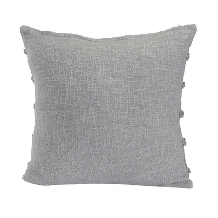 Homeroots Set of Two Gray Ribbed Cotton Throw Pillow With Fringe, 2PK 554606