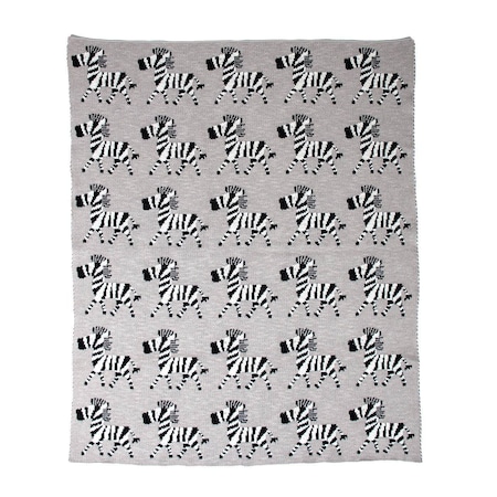 Homeroots Grey Lots Of Zebras Woven Knitted Baby Blanket 383161