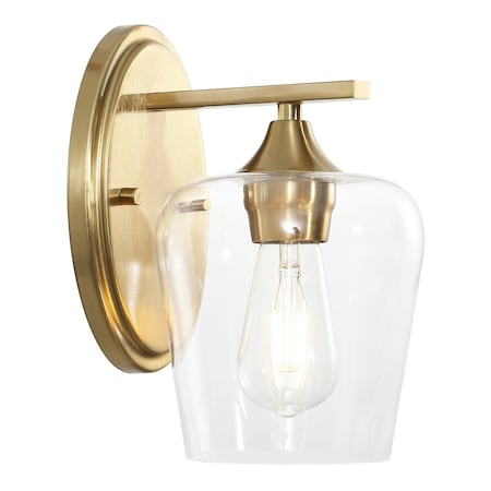 Jonathan Y Jayne 6" 1-Light Iron/Glass Cottage Rustic LED Vanity Light, Brass Gold JYL7545B