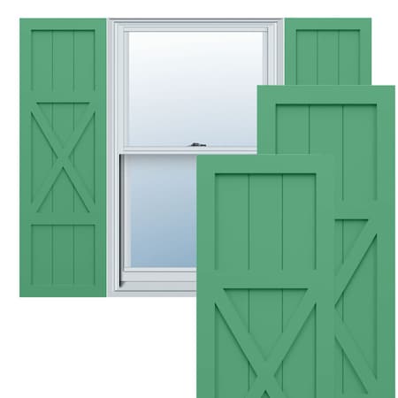 Ekena Millwork True Fit PVC Center X-Board Farmhouse Fixed Mount Shutters, Lilly Pads , 12W x 36H, PR TFP107FH12X036LP
