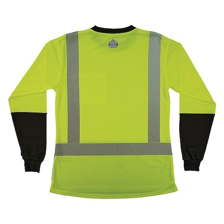 Ergodyne Hi-Vis Shirt, 2XL, Lime, Long Sleeve 22336