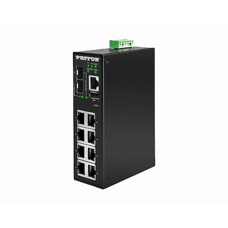 Patton Managed Industrial Gigabit Ethernet Switch; 8 x 10/100/1000; 2 x GigE SFP FP2008E/2SFP/DC