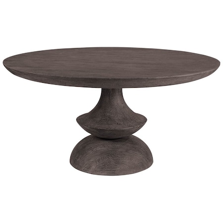 Homeroots 60" Gray Rounded Solid Wood Pedestal Base Dining Table 380457