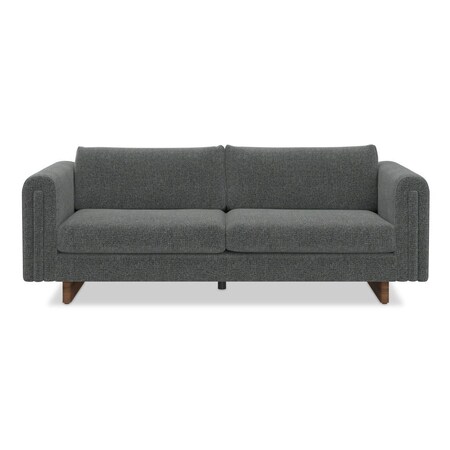 Homeroots 84" Dark Gray Fabric Sofa With Walnut Legs 641132