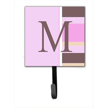 Carolines Treasures Letter M Initial Monogram - Pink Stripes Leash Holder Or Key Hook CJ1005-MSH4