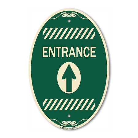 Signmission Flex Post Entrance with Straight Ahead Arrow , 12 In X 18 In Architectural, Heavy Gauge Aluminum A-OV-G-1218-23957
