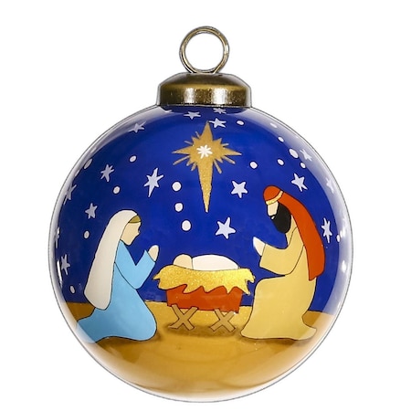 Homeroots Silent Night Hand Painted Mouth Blown Glass Ornament 477474