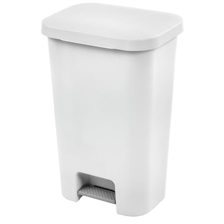 Sterilite COLORmaxx Trash Can with Lid, 11.9 gal Capacity, Plastic, White, Textured, Step-On Lid Closure 10698004