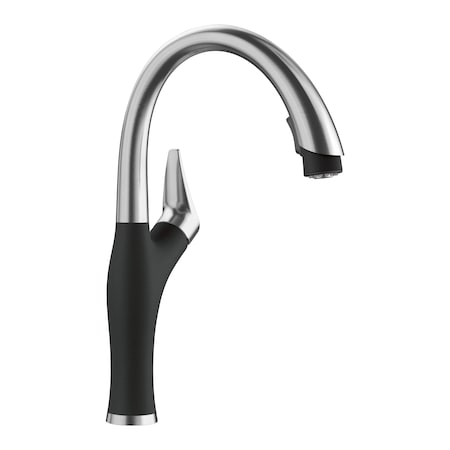 Blanco Artona Pull-Down 1.5 GPM, PVD Steel/Coal Black 526401