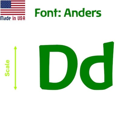 Aacc Self-Adhesive Vinyl Letter: D, Scale: 9 cm. Color: Green Font: Anders by, 8PK AACC-Anders-UD-Green-M9x8