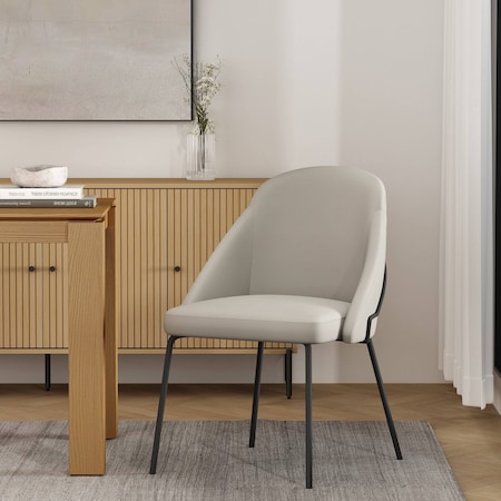 Manhattan Comfort Gracie Dining Chair in Stone and Black DC100-BST