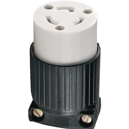 Eaton Wiring Devices Locking Connector, L5-20R, 20 A, 125V AC, Single Phase, 2 Pole, Spring Clamp Terminals L520C