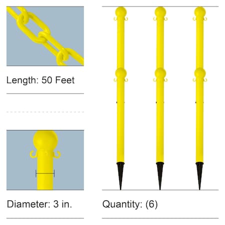 Mr. Chain Yellow Heavy Duty Ground Poles and Chain Kit 70502-6