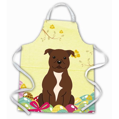 Carolines Treasures Easter Eggs Staffordshire Bull Terrier Chocolate Apron BB6048APRON