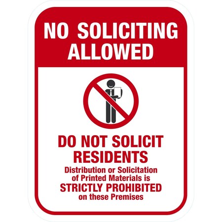Lyle No Soliciting Allowed Do Not Solicit Residents. Distribution, 9x12, Non-Reflective, White G-17552-NA_9x12