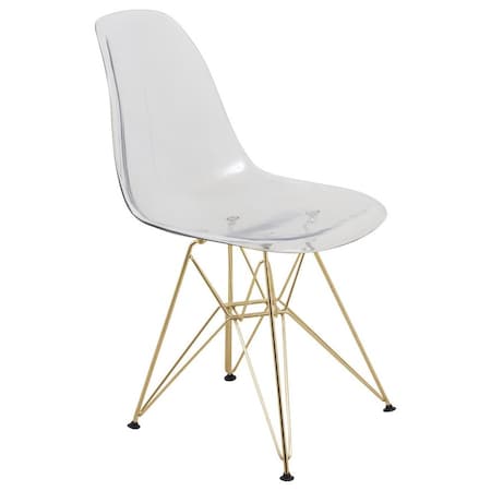 Leisuremod Cresco Plastic Dining Side Chair with Gold Base, Clear CR19CLG